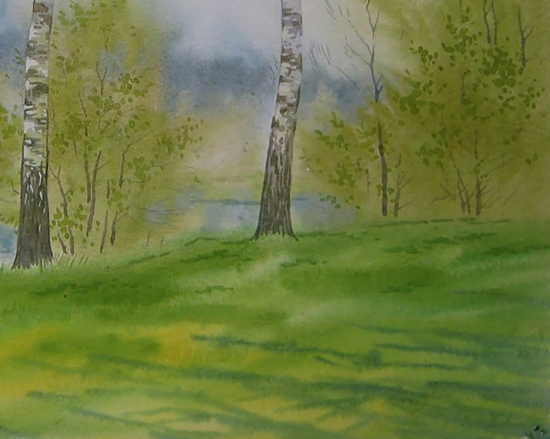 Watercolor painting Coastal birches Valery Savenets - 2