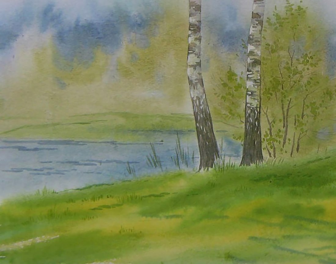 Watercolor painting Coastal birches Valery Savenets - 3