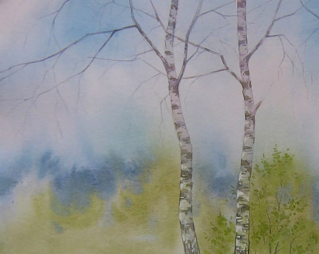 Watercolor painting Coastal birches Valery Savenets - 4