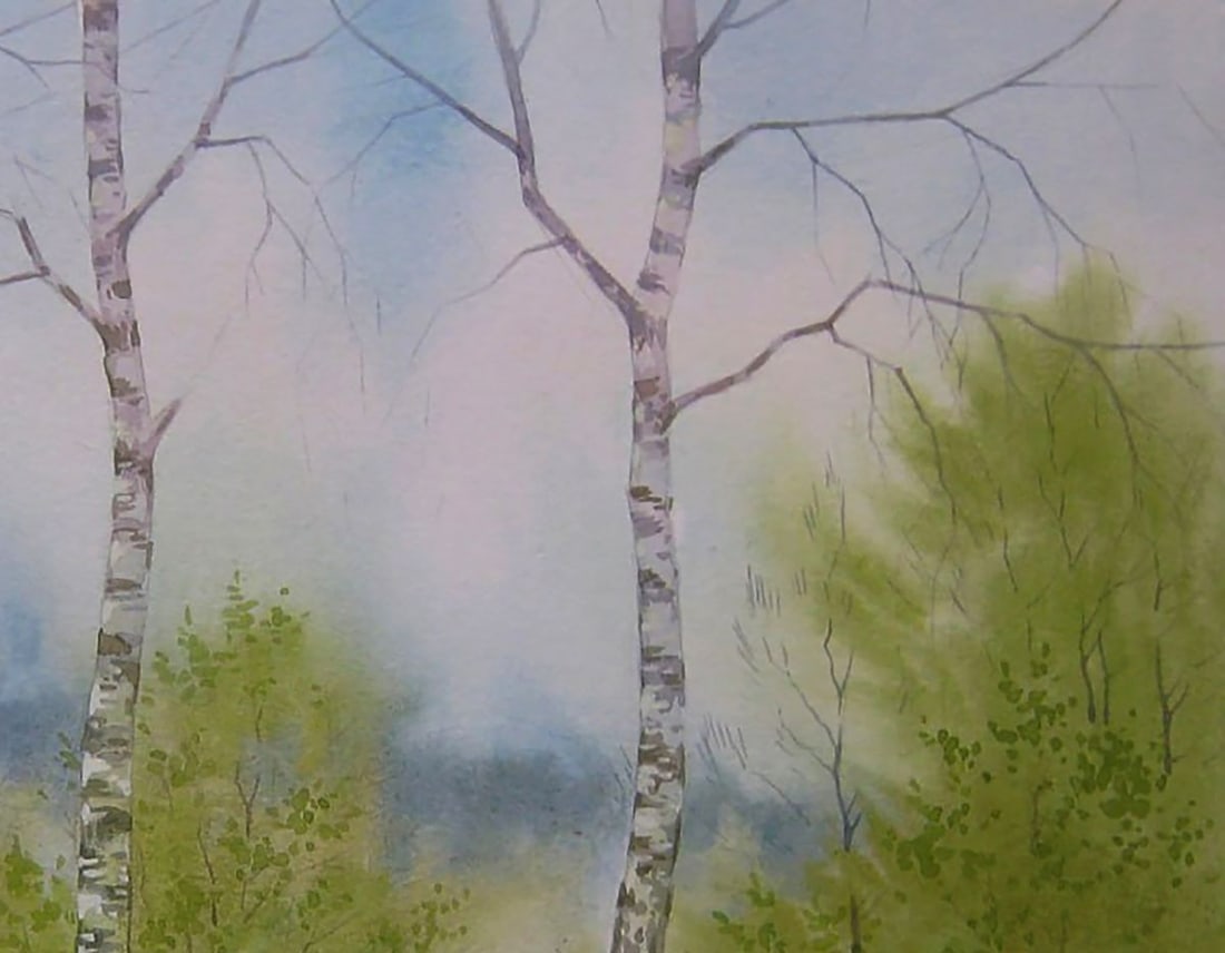 Watercolor painting Coastal birches Valery Savenets - 5