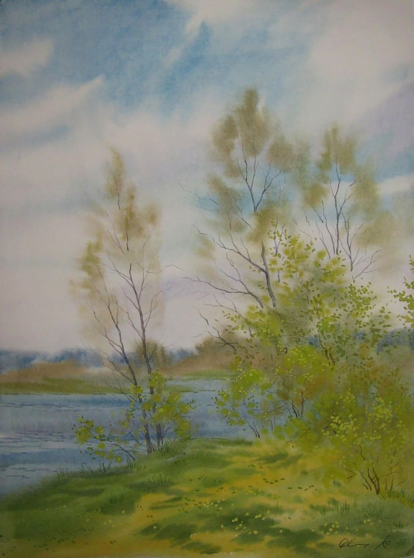 Watercolor painting Spring breeze Valery Savenets: Title: Watercolor painting Spring breeze Valery Savenets Description: NoSav 390 *** ABOUT THIS PAINTING *** * TITLE: "Spring breeze" * ARTISTS: Valery Savenets * SIZE: 40x30 cm/'15.74x11.81 inches' *