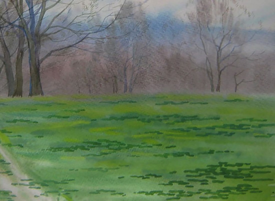 Watercolor painting Spring meadow in the forest Valery Savenets - 2