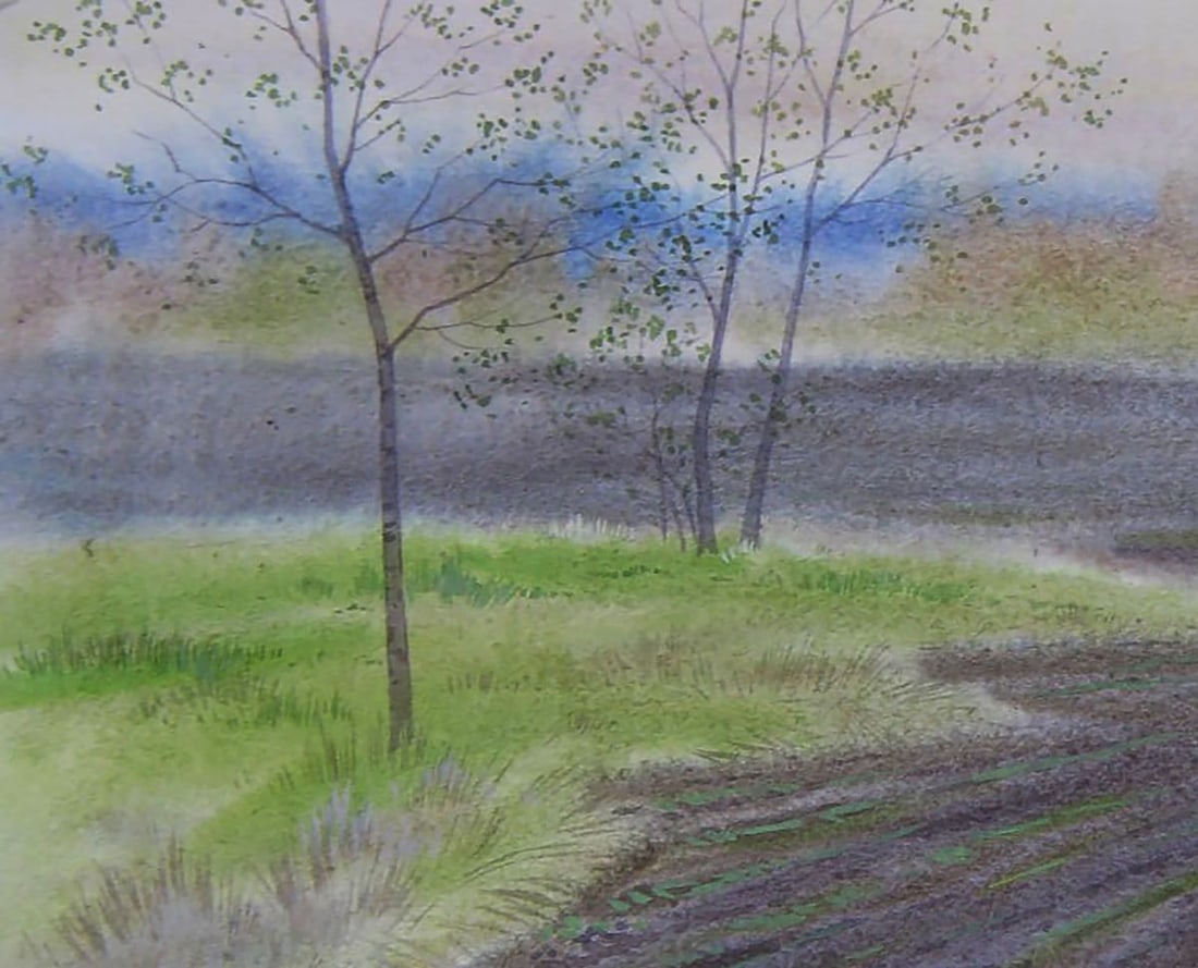 Watercolor painting Spring field Valery Savenets - 4