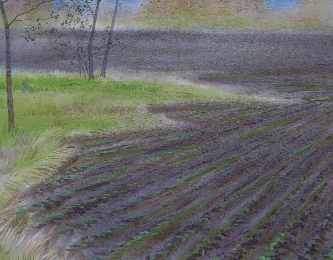 Watercolor painting Spring field Valery Savenets - 6