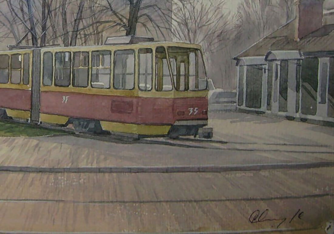 Watercolor painting City morning Valery Savenets - 2