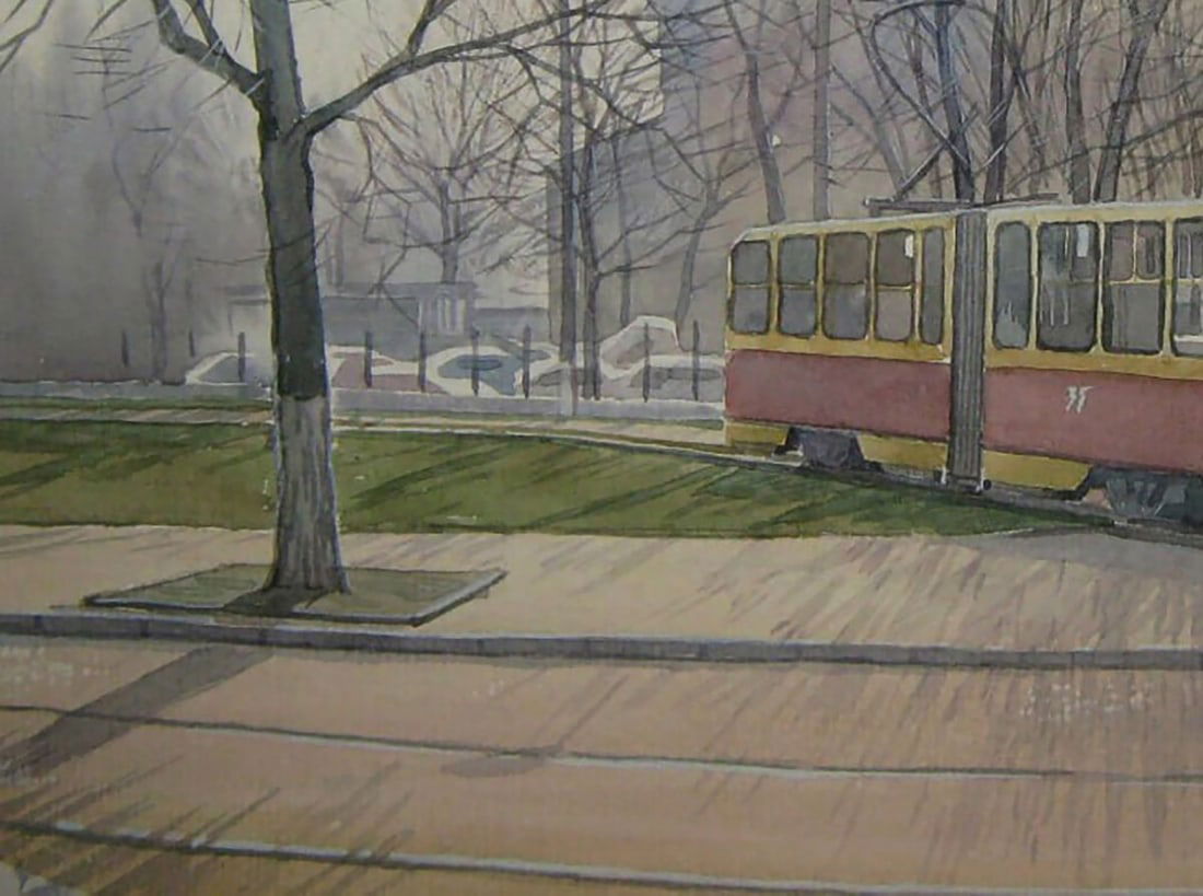 Watercolor painting City morning Valery Savenets - 3