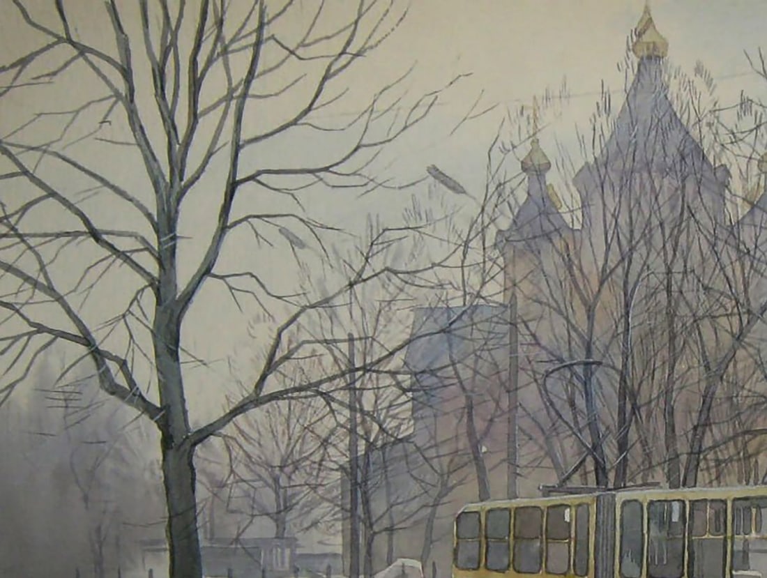 Watercolor painting City morning Valery Savenets - 4