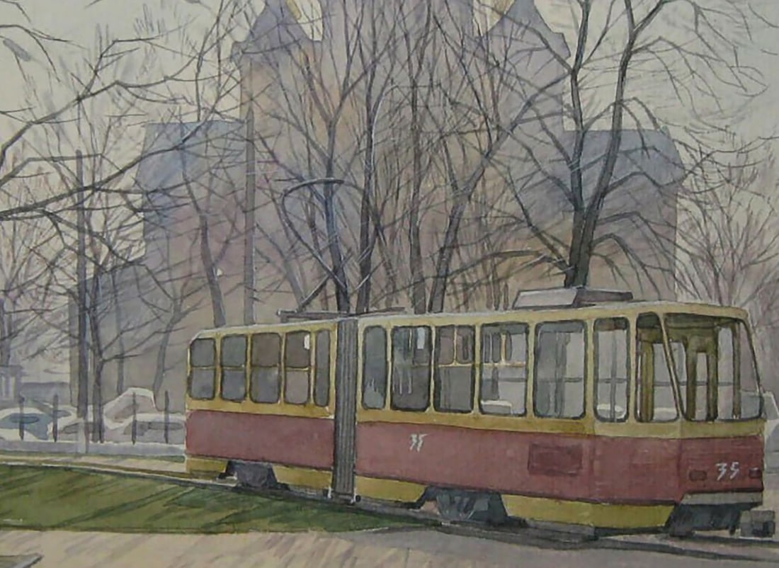 Watercolor painting City morning Valery Savenets - 6