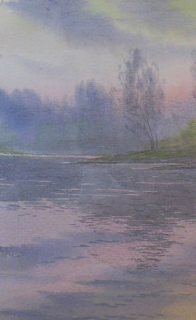 Watercolor painting Morning river Valery Savenets - 4
