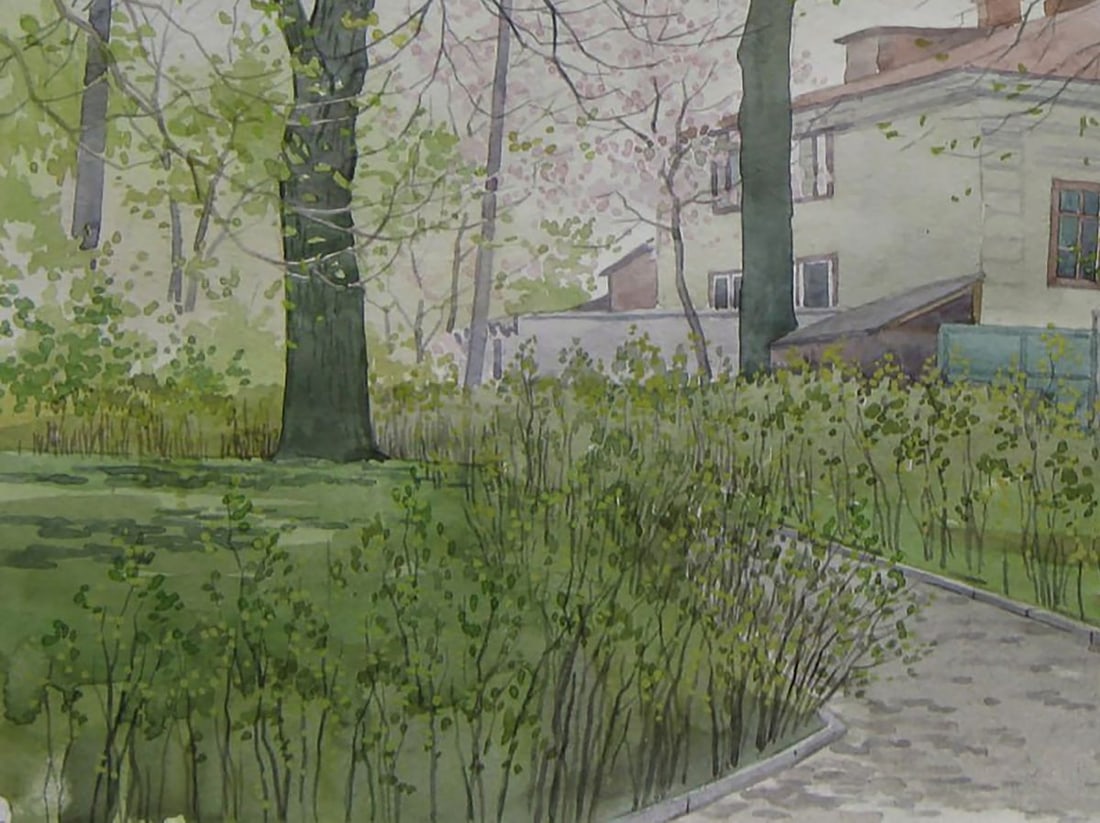 Watercolor painting Spring streets of the city Valery Savenets - 3