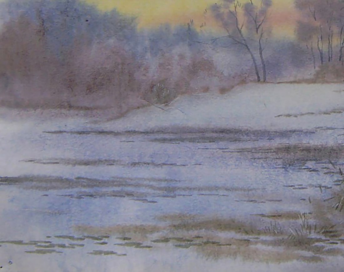 Watercolor painting Winter wind Valery Savenets - 3