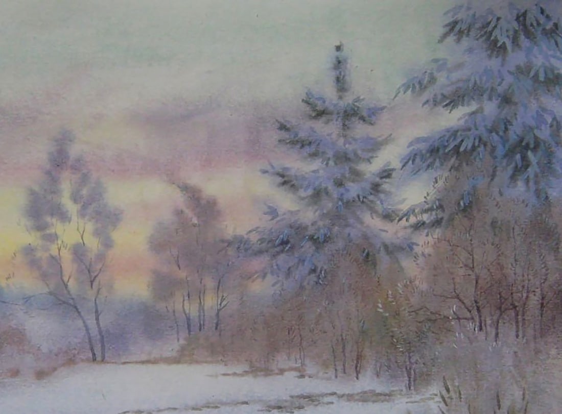 Watercolor painting Winter wind Valery Savenets - 5