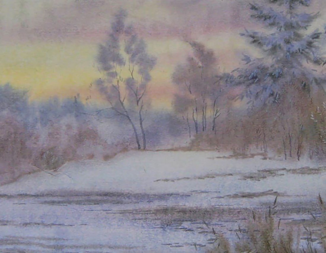 Watercolor painting Winter wind Valery Savenets - 6