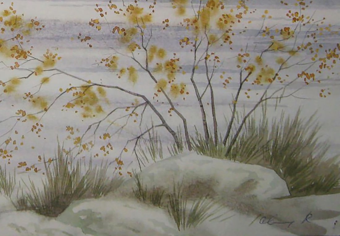 Watercolor painting Winter forest Valery Savenets - 2