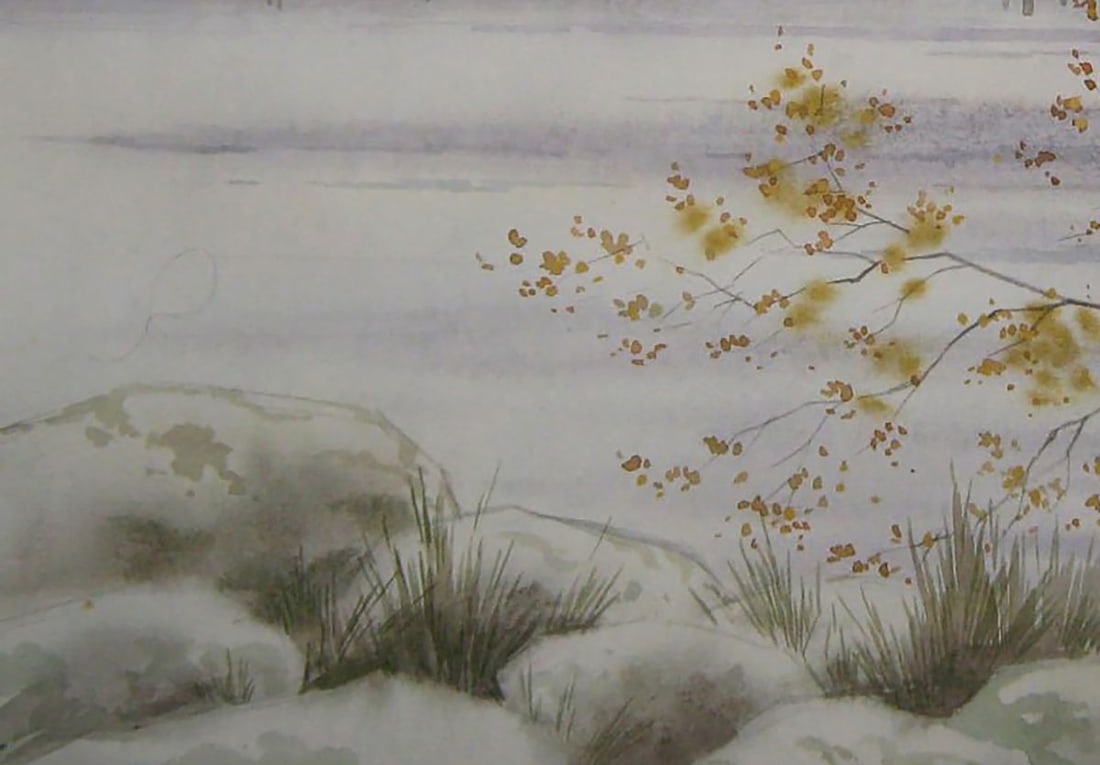 Watercolor painting Winter forest Valery Savenets - 3