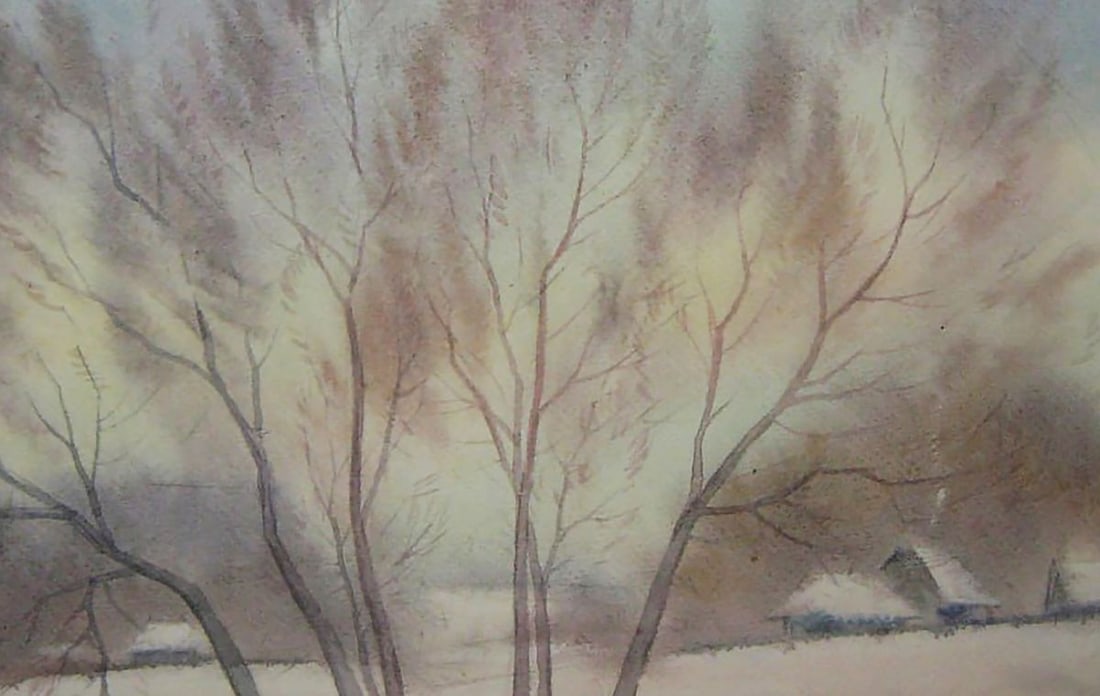 Watercolor painting Winter morning Valery Savenets - 6