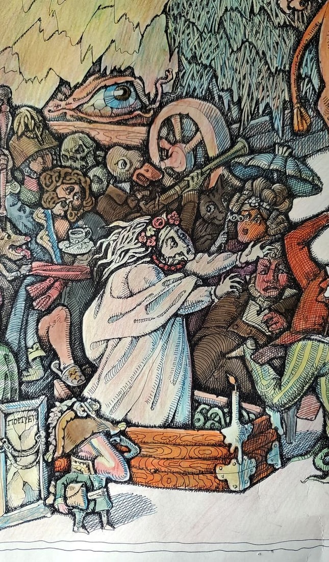 Watercolor painting Gogol and his heroes Daniil Litvinov - 12