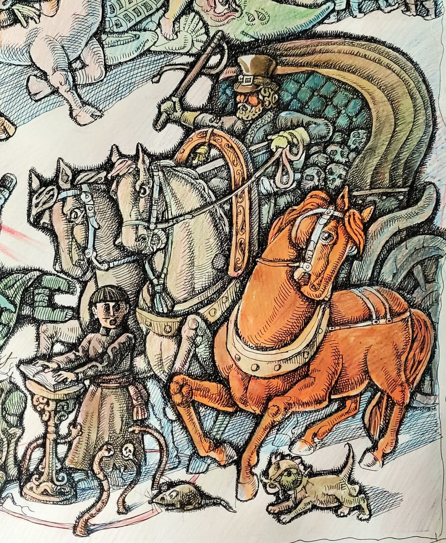 Watercolor painting Gogol and his heroes Daniil Litvinov - 2