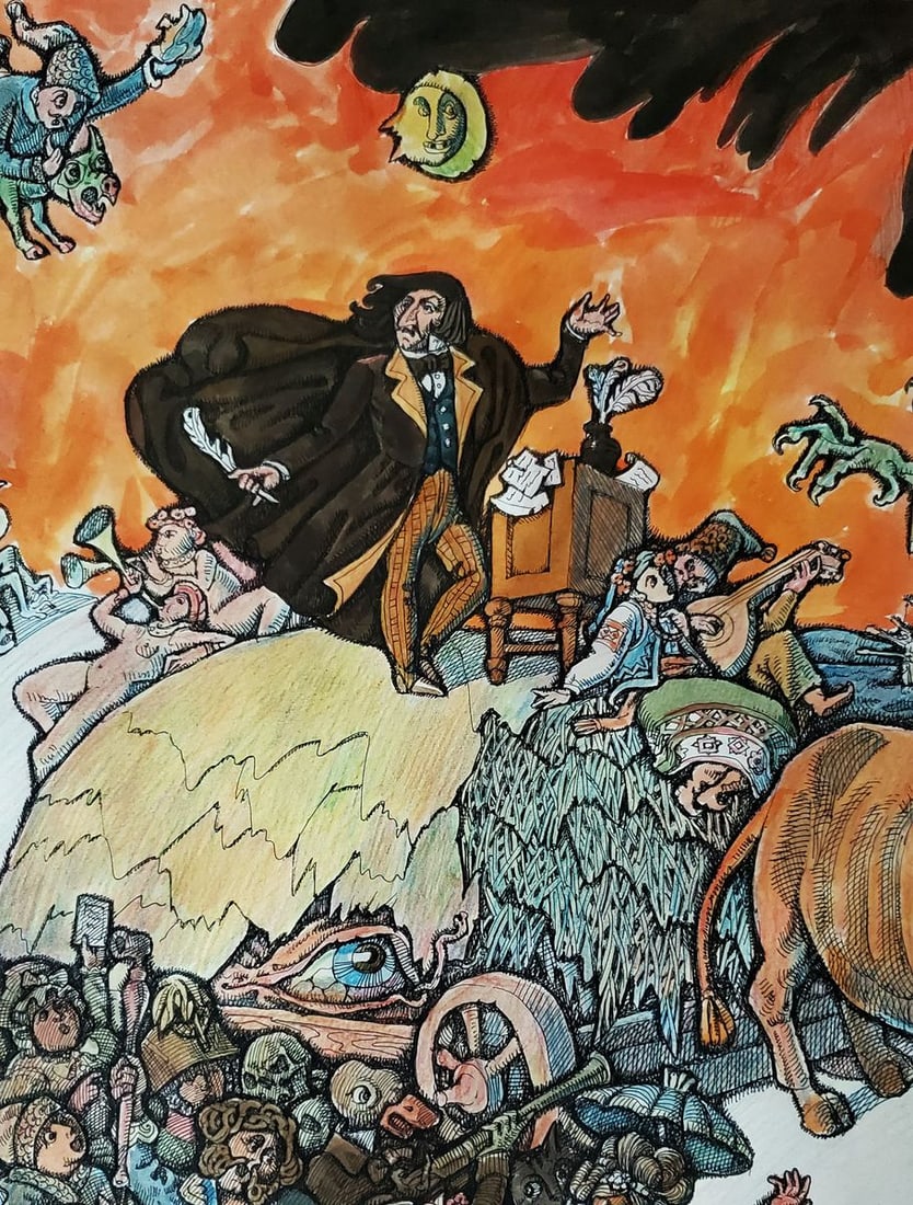 Watercolor painting Gogol and his heroes Daniil Litvinov - 5