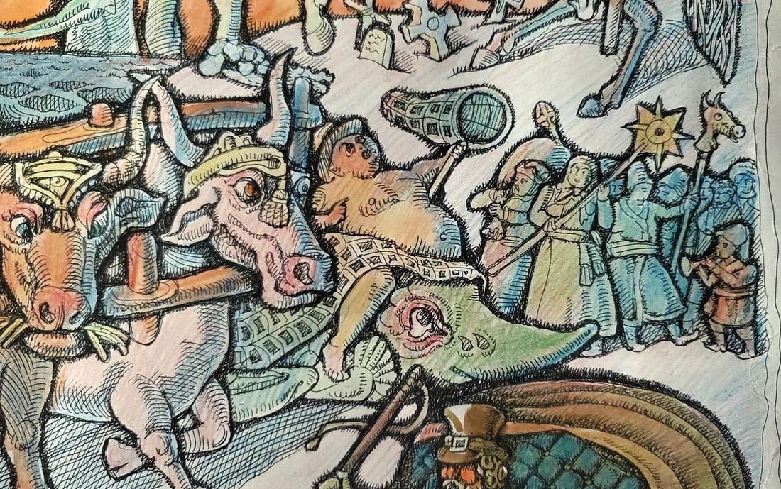 Watercolor painting Gogol and his heroes Daniil Litvinov - 7