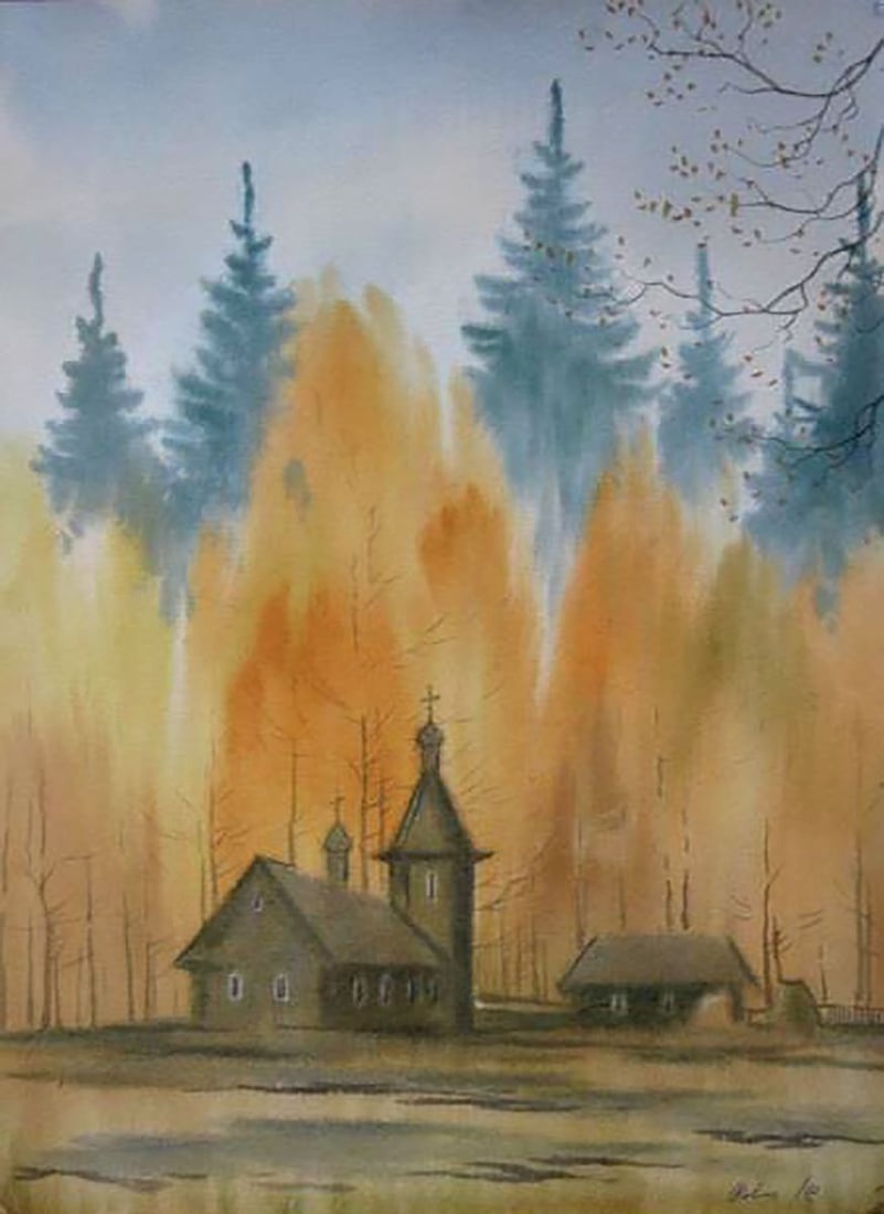 Watercolor painting Autumn in captivity Kalebets Valery: Title: Watercolor painting Autumn in captivity Kalebets Valery Description: NoSav 138 *** ABOUT THIS PAINTING *** * TITLE: "Autumn in captivity" * ARTISTS: Kalebets Valery * SIZE: 40x30 cm/'15.74x11.8