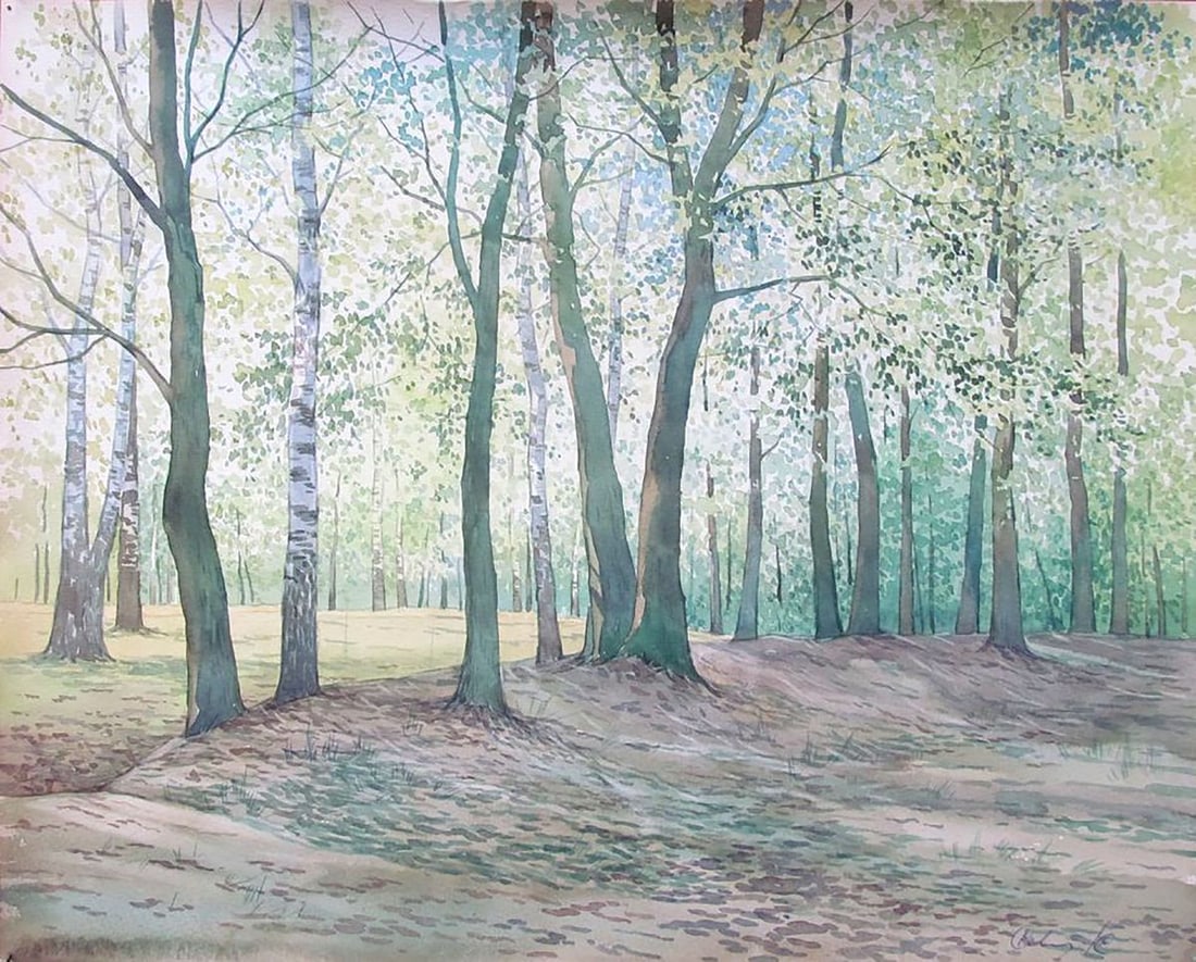 Watercolor painting April sketch Kalebets Valery: Title: Watercolor painting April sketch Kalebets Valery Description: NoSav 161 *** ABOUT THIS PAINTING *** * TITLE: "April sketch" * ARTISTS: Kalebets Valery * SIZE: 40x50 cm/'15.74x19.68 inches' * ME