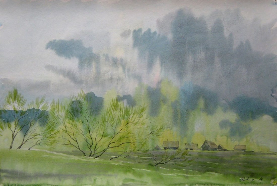 Watercolor painting After a thunderstorm Kalebets Valery: Title: Watercolor painting After a thunderstorm Kalebets Valery Description: NoSav 178 *** ABOUT THIS PAINTING *** * TITLE: "After a thunderstorm" * ARTISTS: Kalebets Valery * SIZE: 30x45 cm/'11.81x17