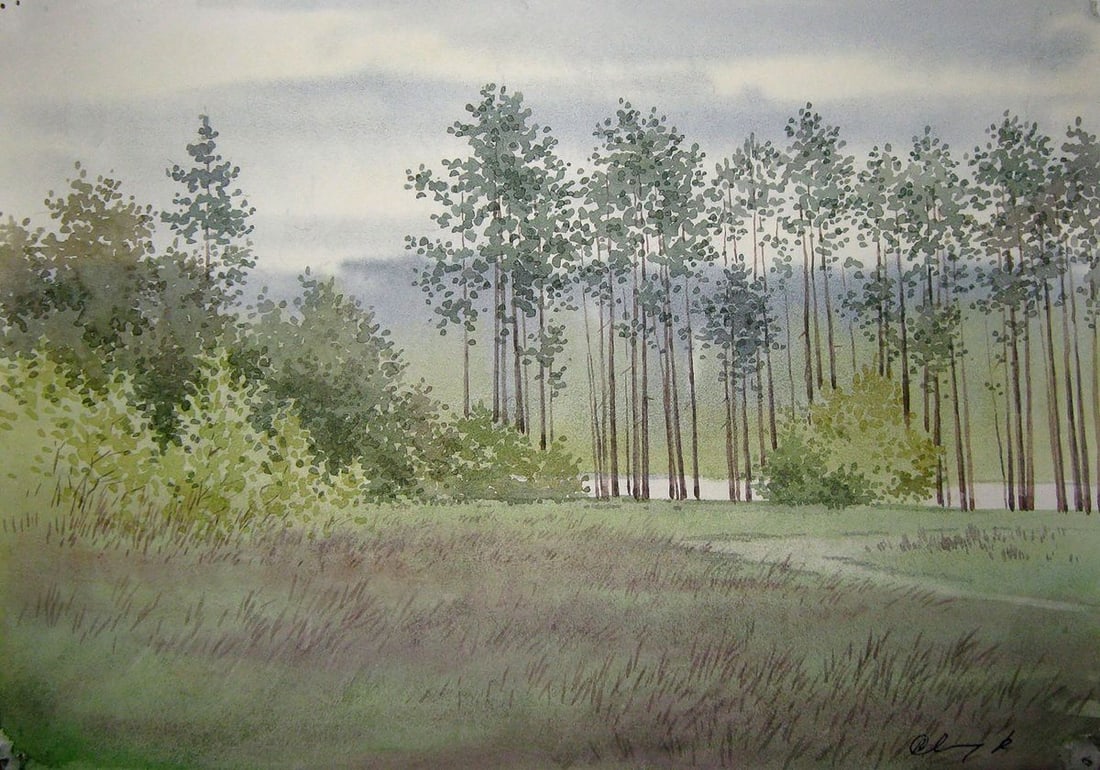 Watercolor painting Forest halt Kalebets Valery: Title: Watercolor painting Forest halt Kalebets Valery Description: NoSav 309 *** ABOUT THIS PAINTING *** * TITLE: "Forest halt" * ARTISTS: Kalebets Valery * SIZE: 21x30 cm/'8.26x11.81 inches' * MEDIU
