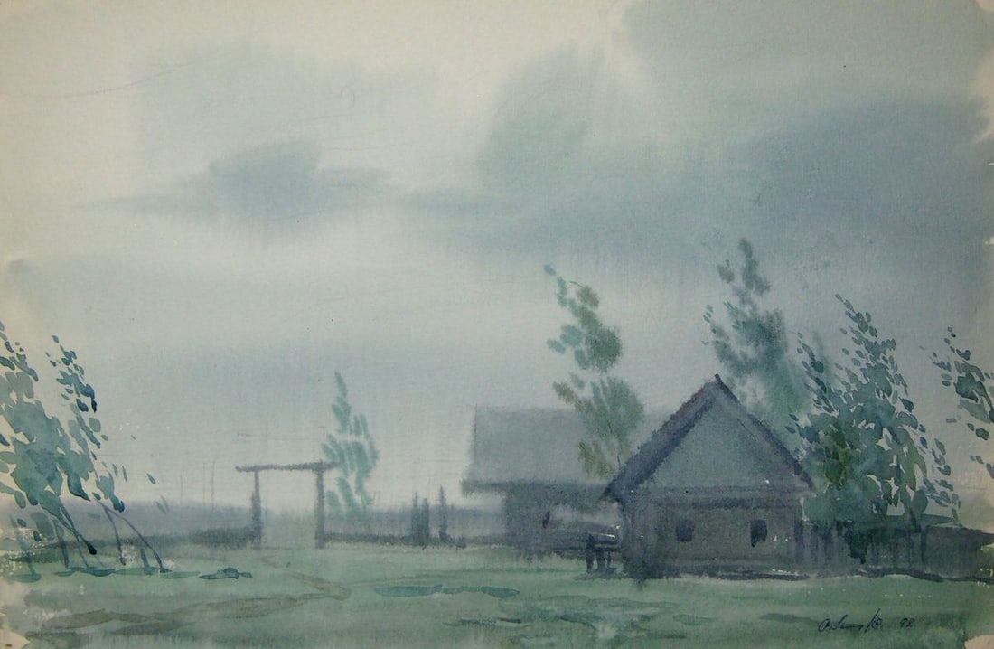 Watercolor painting Rainy morning Kalebets Valery: Title: Watercolor painting Rainy morning Kalebets Valery Description: NoSav 316 *** ABOUT THIS PAINTING *** * TITLE: "Rainy morning" * ARTISTS: Kalebets Valery * SIZE: 25x37 cm/'9.84x14.56 inches' * M