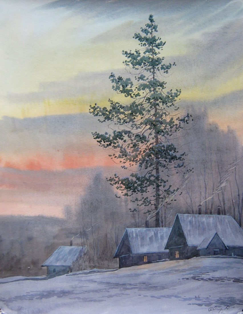 Watercolor painting Rainy morning Kalebets Valery: Title: Watercolor painting Rainy morning Kalebets Valery Description: NoSav 317 *** ABOUT THIS PAINTING *** * TITLE: "Rainy morning" * ARTISTS: Kalebets Valery * SIZE: 50x40 cm/'19.68x15.74 inches' *