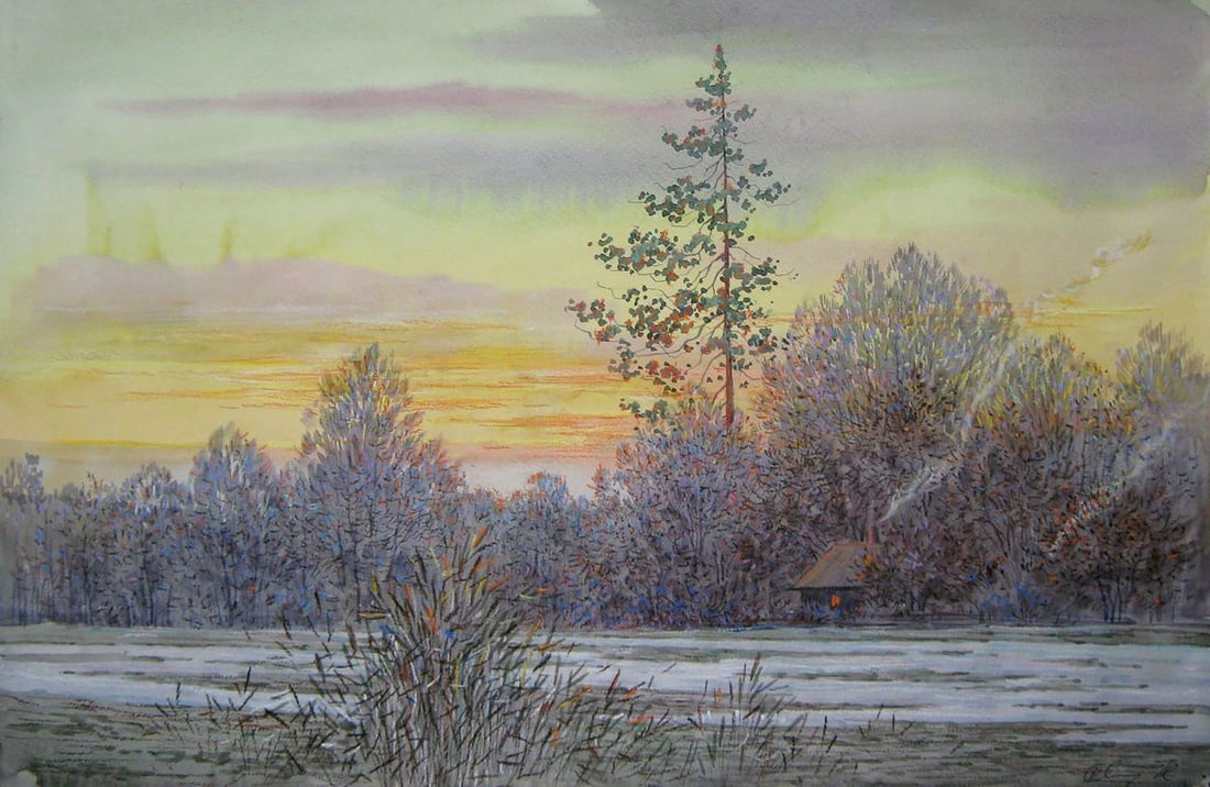 Watercolor painting March days Kalebets Valery: Title: Watercolor painting March days Kalebets Valery Description: NoSav 324 *** ABOUT THIS PAINTING *** * TITLE: "March days" * ARTISTS: Kalebets Valery * SIZE: 40x60 cm/'15.74x23.62 inches' * MEDIUM