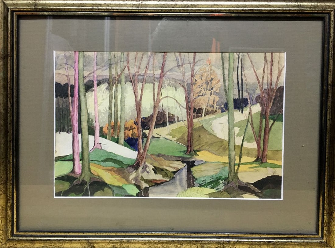 Watercolor painting Forest stream V. Olisevich: Title: Watercolor painting Forest stream V. Olisevich Description: No1047 *** ABOUT THIS PAINTING *** * TITLE: "Forest stream" * ARTISTS: V. Olisevich - Very rare artist * SIZE: 20x29 cm/'7.87x11.41 i