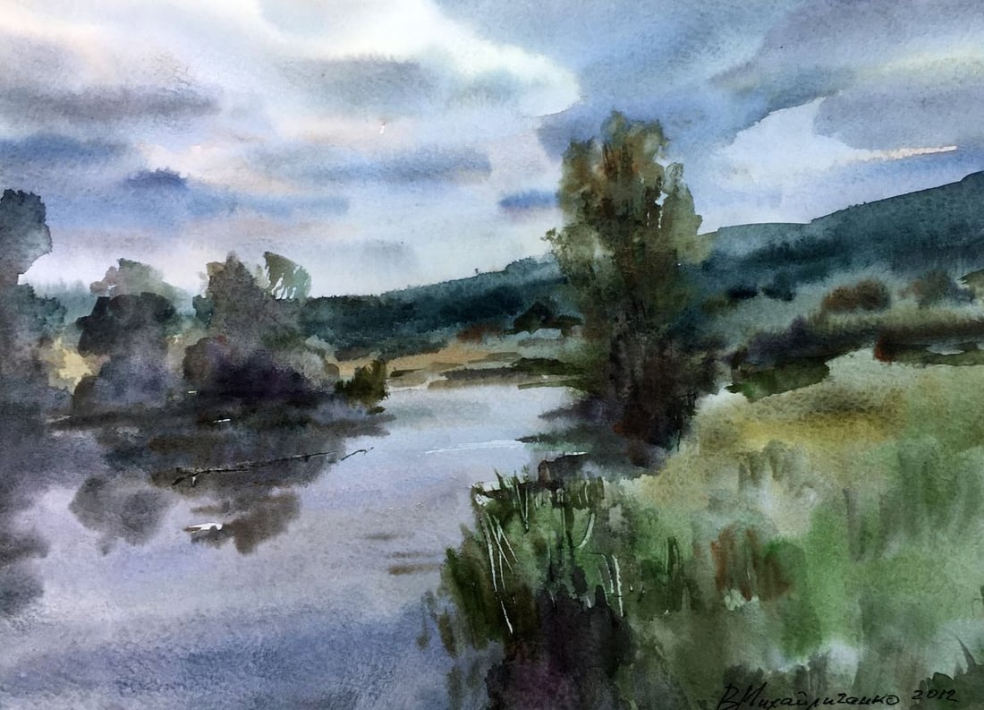 Watercolor painting Before the rain Viktor Mikhailichenko: Title: Watercolor painting Before the rain Viktor Mikhailichenko Description: No1298 *** ABOUT THIS PAINTING *** * TITLE: "Before the rain" * ARTISTS: Viktor Mikhailichenko * SIZE: 20.5x28.5 cm/'8.07?