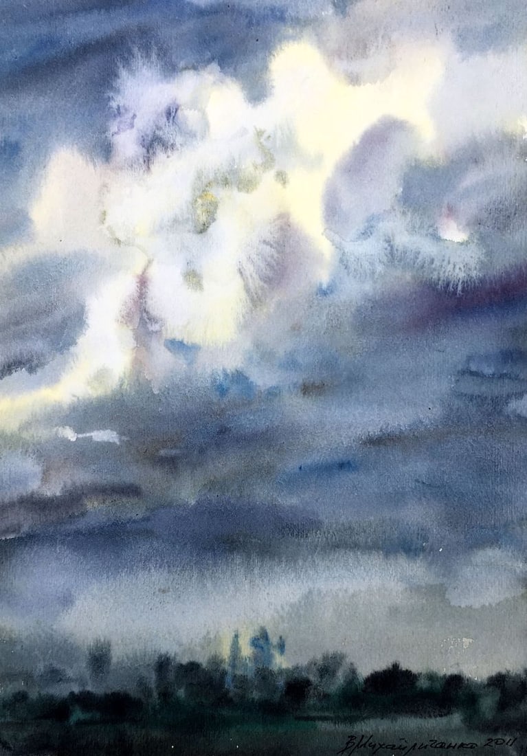 Watercolor painting After a thunderstorm Viktor Mikhailichenko: Title: Watercolor painting After a thunderstorm Viktor Mikhailichenko Description: No1334 *** ABOUT THIS PAINTING *** * TITLE: "After a thunderstorm" * ARTISTS: Viktor Mikhailichenko * SIZE: 20.5x29 c