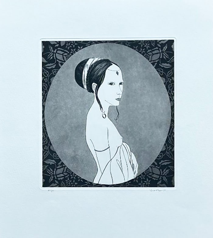 Kaoru Saito (1931 - 2021): Lady Of Old Florence: ARTIST/TITLE:Kaoru Saito (1931 - 2021): Lady Of Old FlorenceDate:1979Medium:MezzotintEdition:Limited Edition #4/80Condition:The print is in excellent, never framed condition. It is signed and sealed