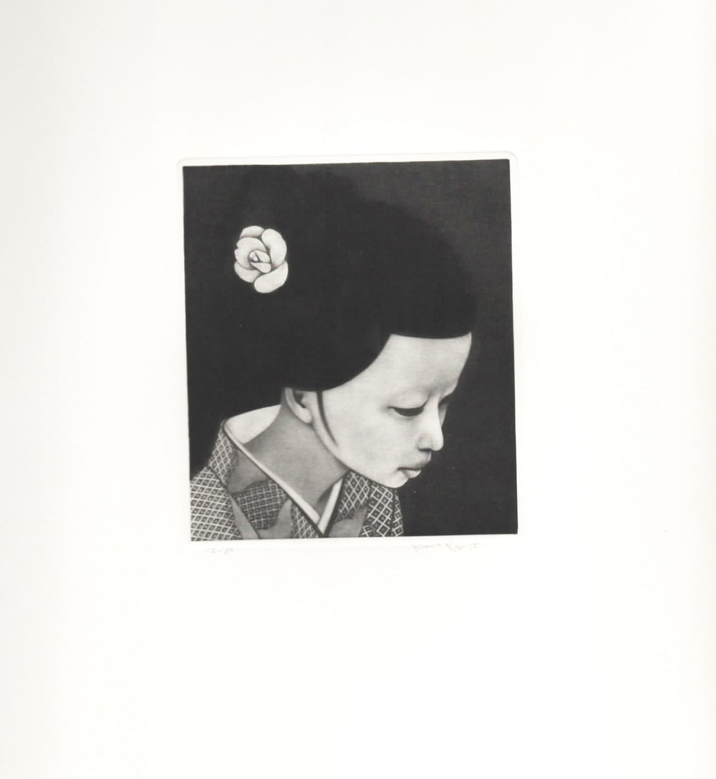 Kaoru Saito (1931 - 2021): Flower: ARTIST/TITLE:Kaoru Saito (1931 - 2021): FlowerDate:Medium:MezzotintEdition:Limited Edition #15/80Condition:The print is in excellent, never framed condition. It is signed and sealed by the artist 