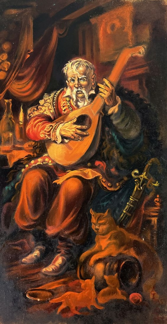 Oil painting Man with bandura Alexander Litvinov: Title: Oil painting Man with bandura Alexander Litvinov Description: No.AAA6069 *** ABOUT THIS PAINTING *** * TITLE: "Man with bandura" * ARTISTS: Alexander Arkadievich Litvinov * SIZE: 45x24