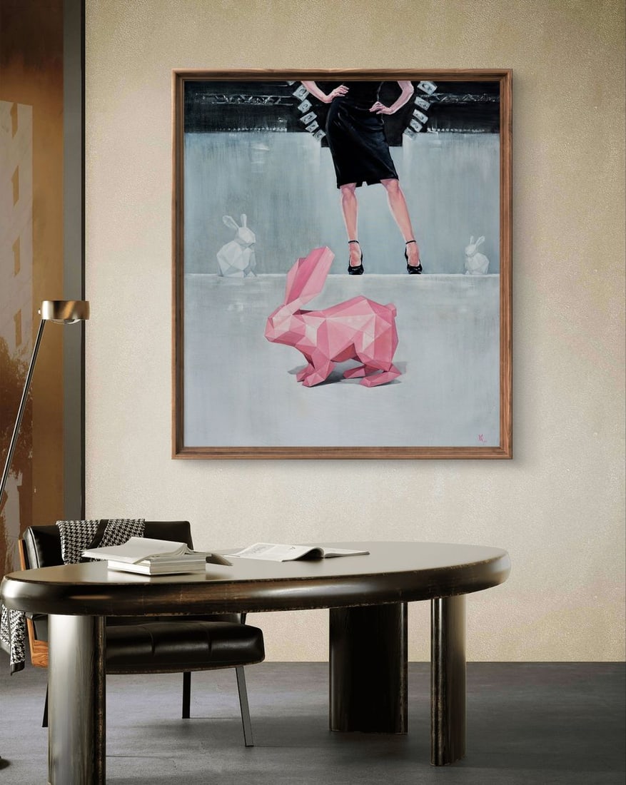 Oil painting Pink paper rabbit Oleg Kateryniuk - 3