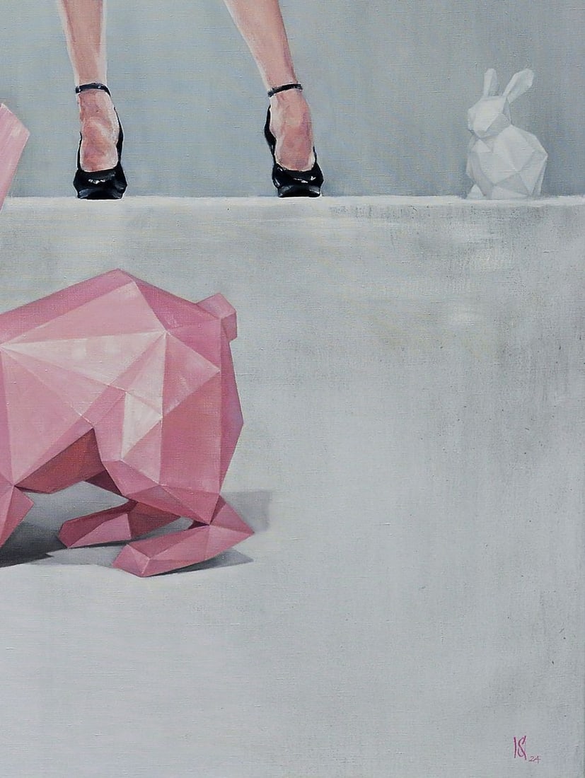 Oil painting Pink paper rabbit Oleg Kateryniuk - 4