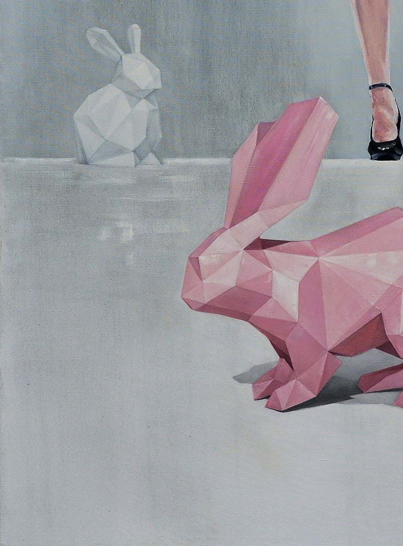Oil painting Pink paper rabbit Oleg Kateryniuk - 5