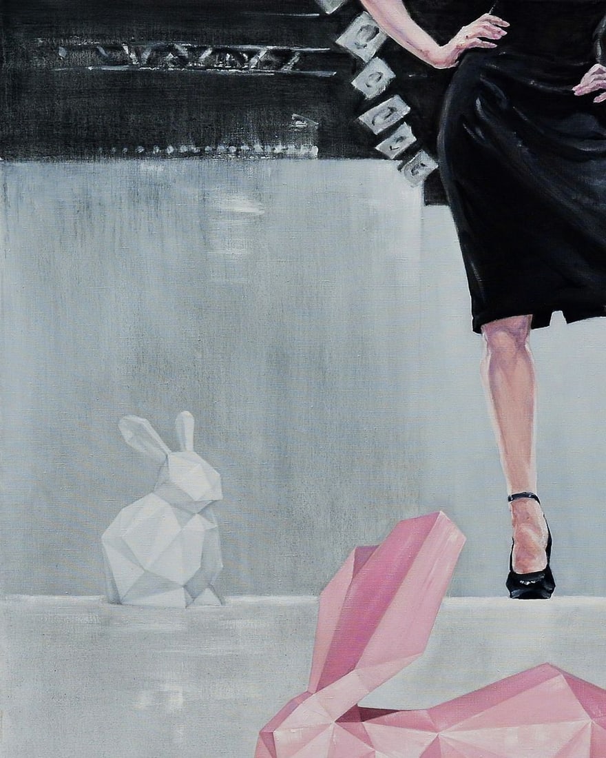 Oil painting Pink paper rabbit Oleg Kateryniuk - 6