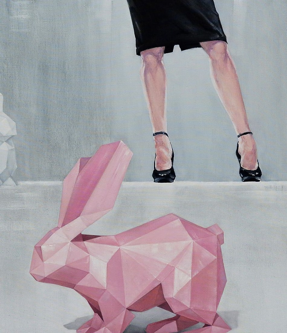 Oil painting Pink paper rabbit Oleg Kateryniuk - 8