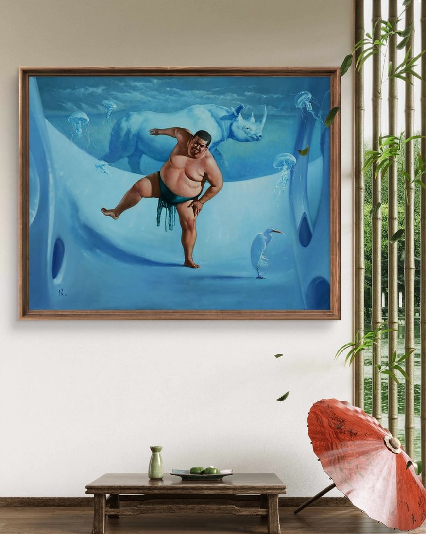 Oil painting White rhinoceros Oleg Kateryniuk - 2