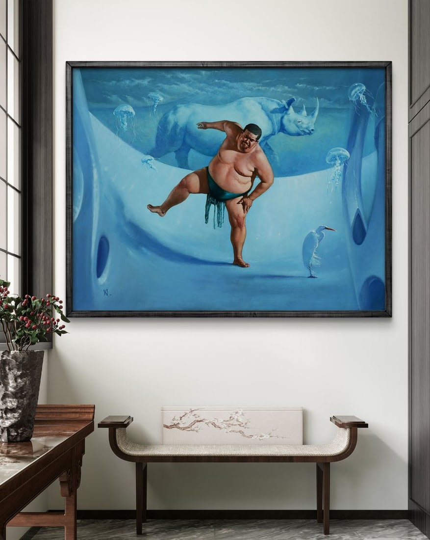 Oil painting White rhinoceros Oleg Kateryniuk - 3