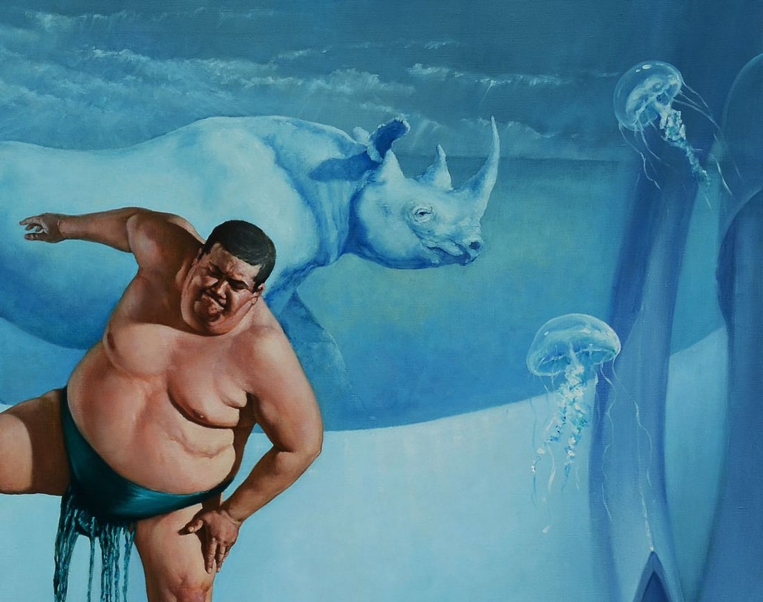 Oil painting White rhinoceros Oleg Kateryniuk - 7