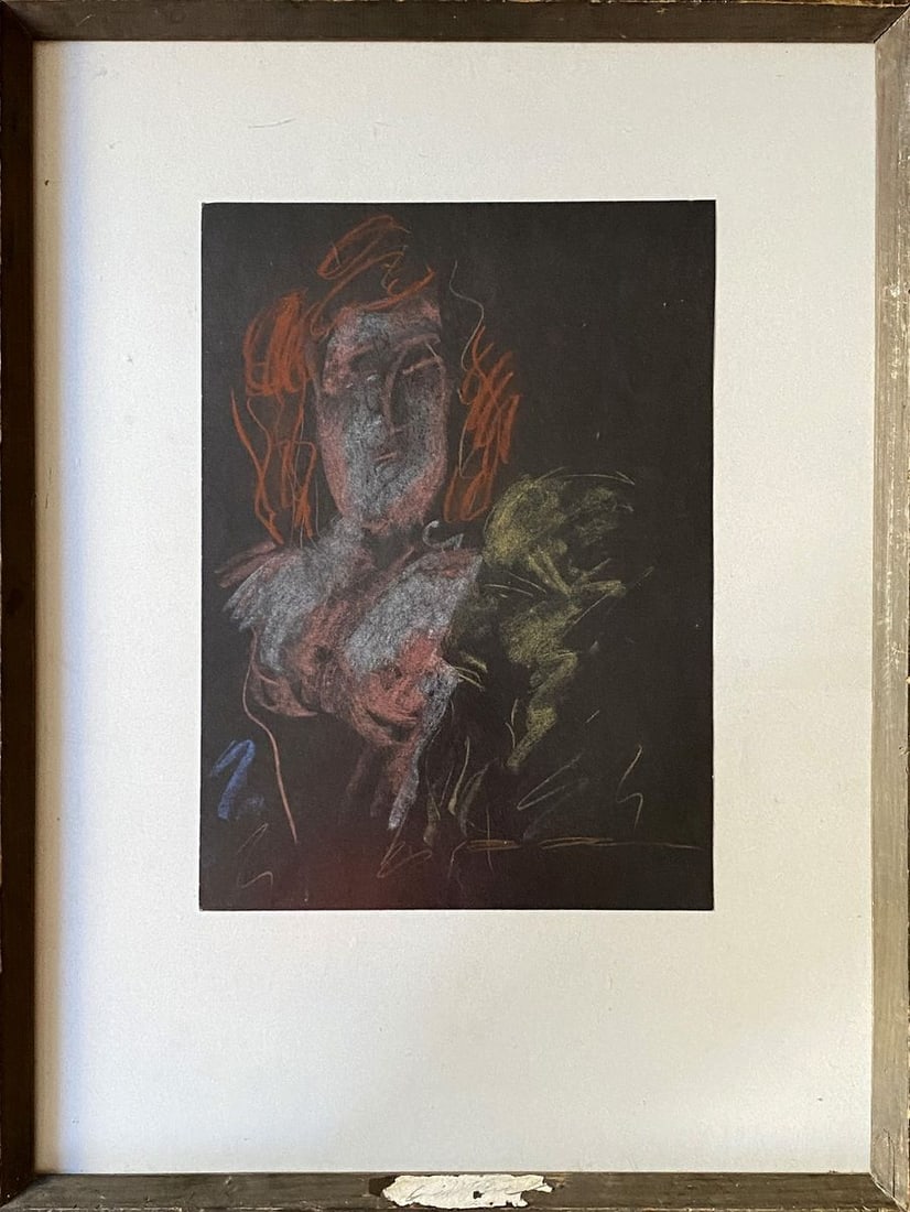 Crayons painting Portrait of a woman Valentin Dmytrovych Khrushch: Title: Crayons painting Portrait of a woman Valentin Dmytrovych Khrushch Description: No.Verne 344 *** ABOUT THIS PAINTING *** * TITLE: "Portrait of a woman" * ARTISTS: Valentin Dmytrovych Khrushch *