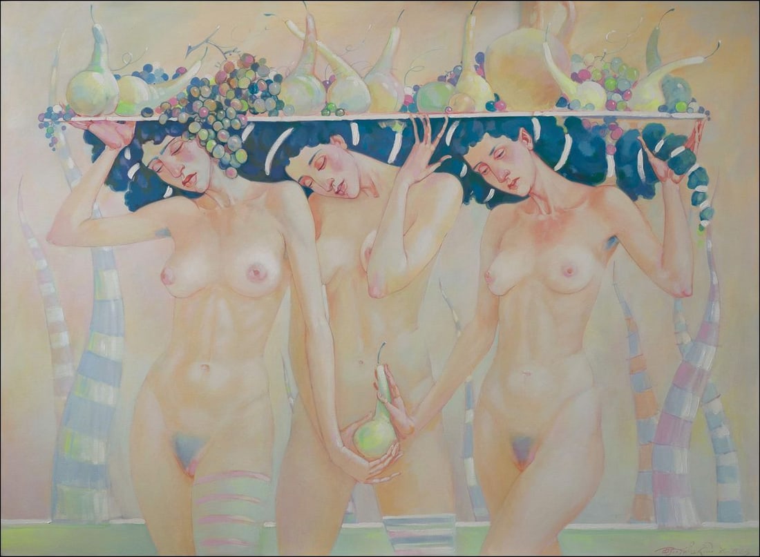 Acrylic painting Ripe pears Nicolay Vydcovsky: Title: Acrylic painting Ripe pears Nicolay Vydcovsky Description: No.Bytk 49 *** ABOUT THIS PAINTING *** * TITLE: "Ripe pears" * ARTISTS: Nicolay Vydcovsky * SIZE: 95x130 cm/'37.40x51.18 inches' *