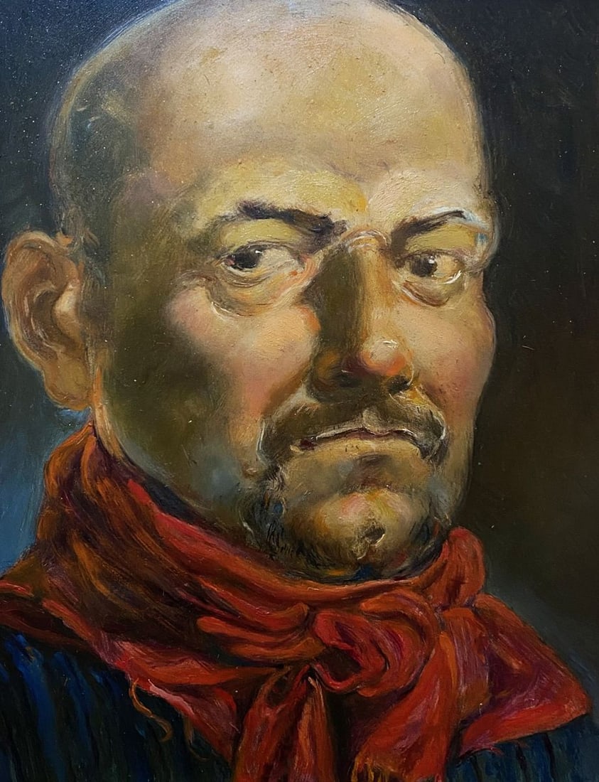Oil painting Portrait in a red scarf Litvinov Oleg Arkad'yevich: Title: Oil painting Portrait in a red scarf Litvinov Oleg Arkad'yevich Description: No.Litv 463 *** ABOUT THIS PAINTING *** * TITLE: "Portrait in a red scarf" * ARTISTS: Litvinov Oleg Arkad'yevich * S