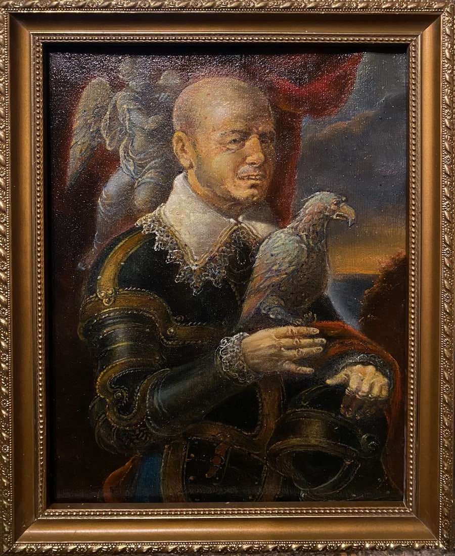 Oil painting Portrait with a parrot Litvinov Oleg Arkad'yevich: Title: Oil painting Portrait with a parrot Litvinov Oleg Arkad'yevich Description: No.Litv 1040 *** ABOUT THIS PAINTING *** * TITLE: "Portrait with a parrot" * ARTISTS: Litvinov Oleg Arkad'yevich x