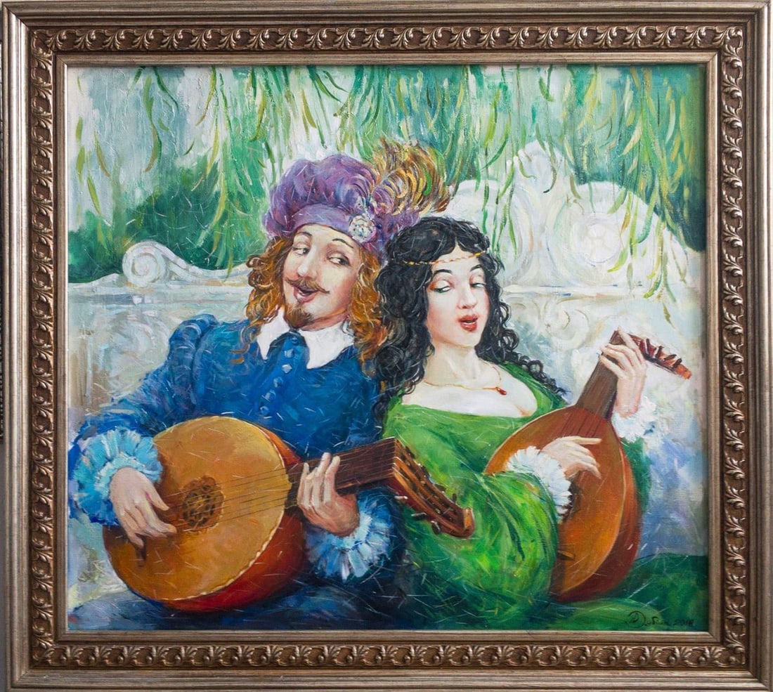 Oil painting New song Titinin Yurii: Title: Oil painting New song Titinin Yurii Description: No.Dub 30 *** ABOUT THIS PAINTING *** * TITLE: "New song" * ARTISTS: Titinin Yurii * SIZE: 70x80 cm/'27.55x31.49 inches' * MEDIUM: oil, canvas